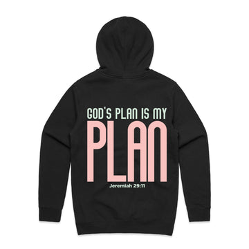 Men's Black Stencil Hood God's Plan Is My Plan - Jeremiah 2911