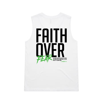 Women's White Tank Faith Over Fear - 2 Timothy 17