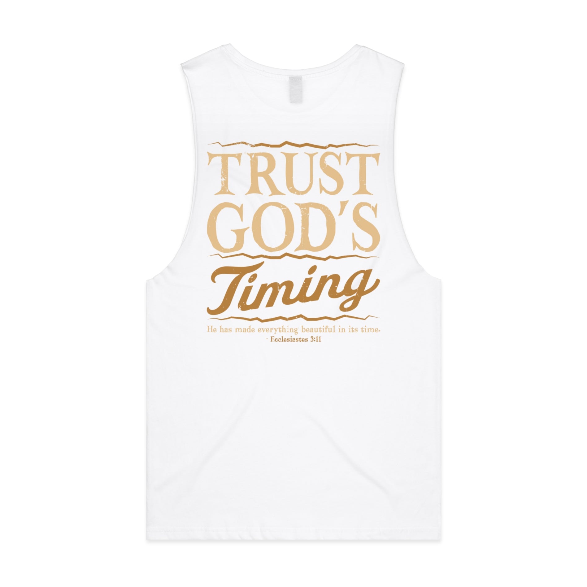 Men's White Tank Trust God's Timing - Ecclesiastes 311