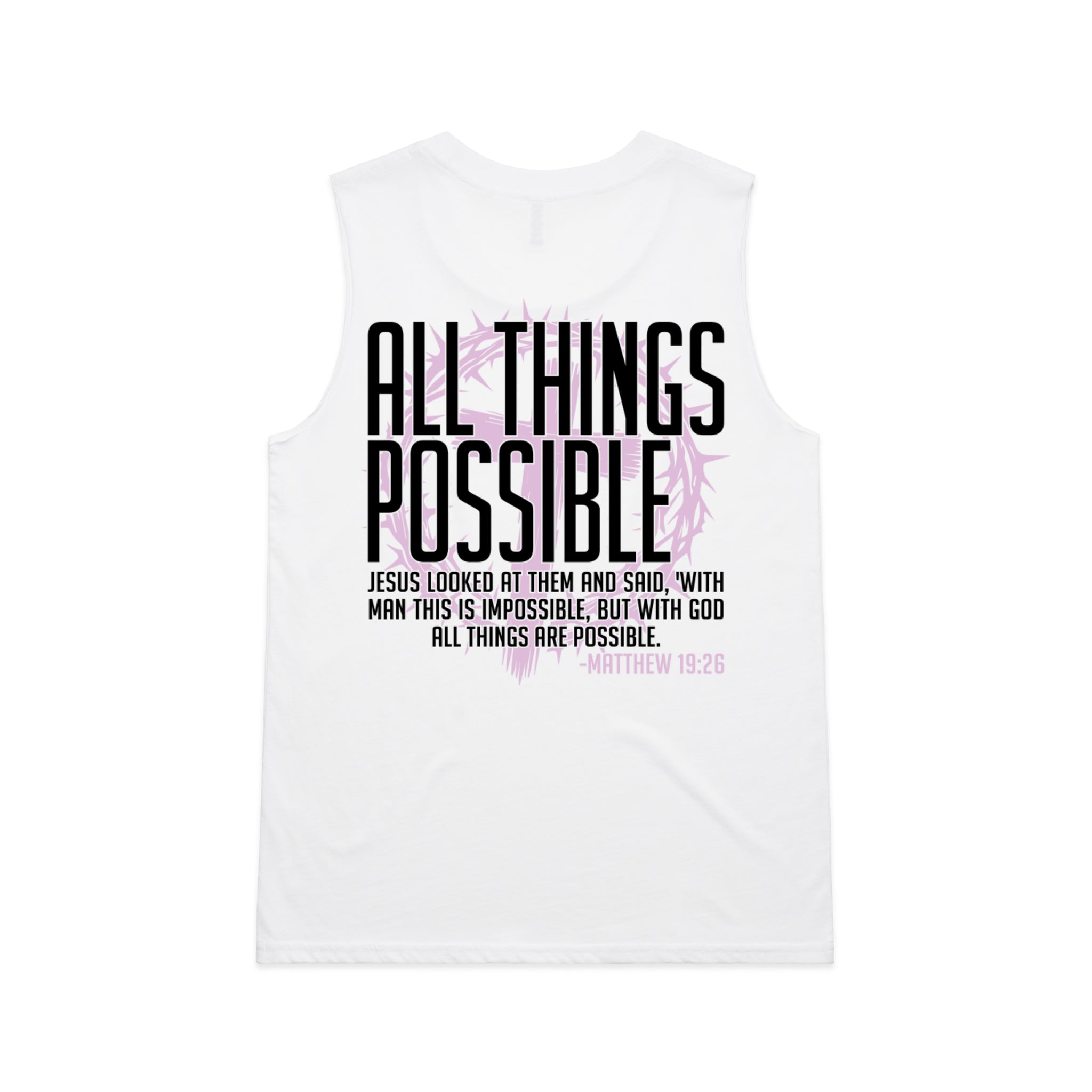 Women's White Tank All Things Possible - Matthew 1926