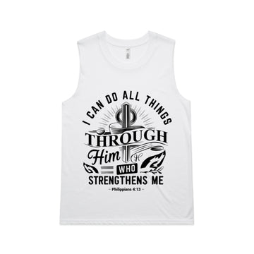 Women's White Tank I can do all things through him who strengthens me. - Philippians 413