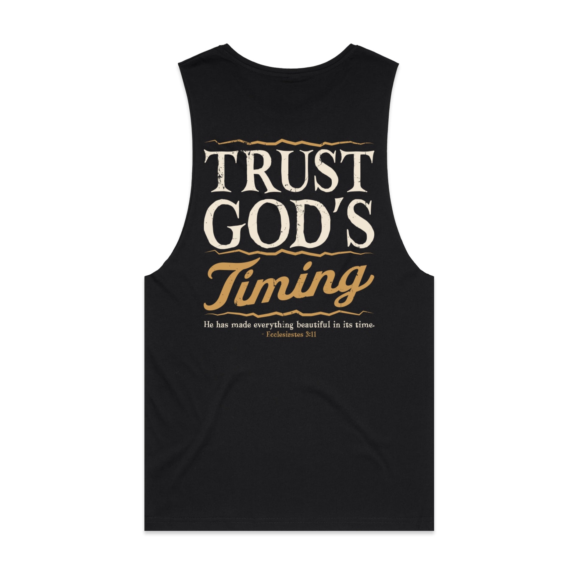 Men's Black Tank Trust God's Timing - Ecclesiastes 311