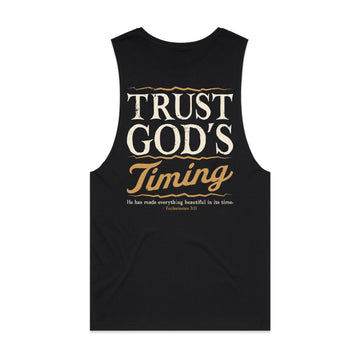 Men's Black Tank Trust God's Timing - Ecclesiastes 311