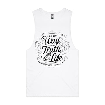 Men's White Tank I am the way, and the truth, and the life. - John 146