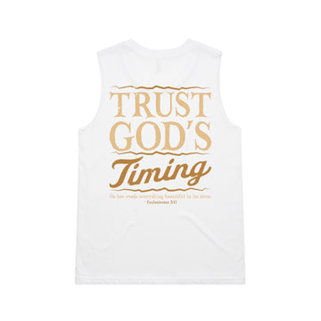 Women's White Tank Trust God's Timing - Ecclesiastes 311