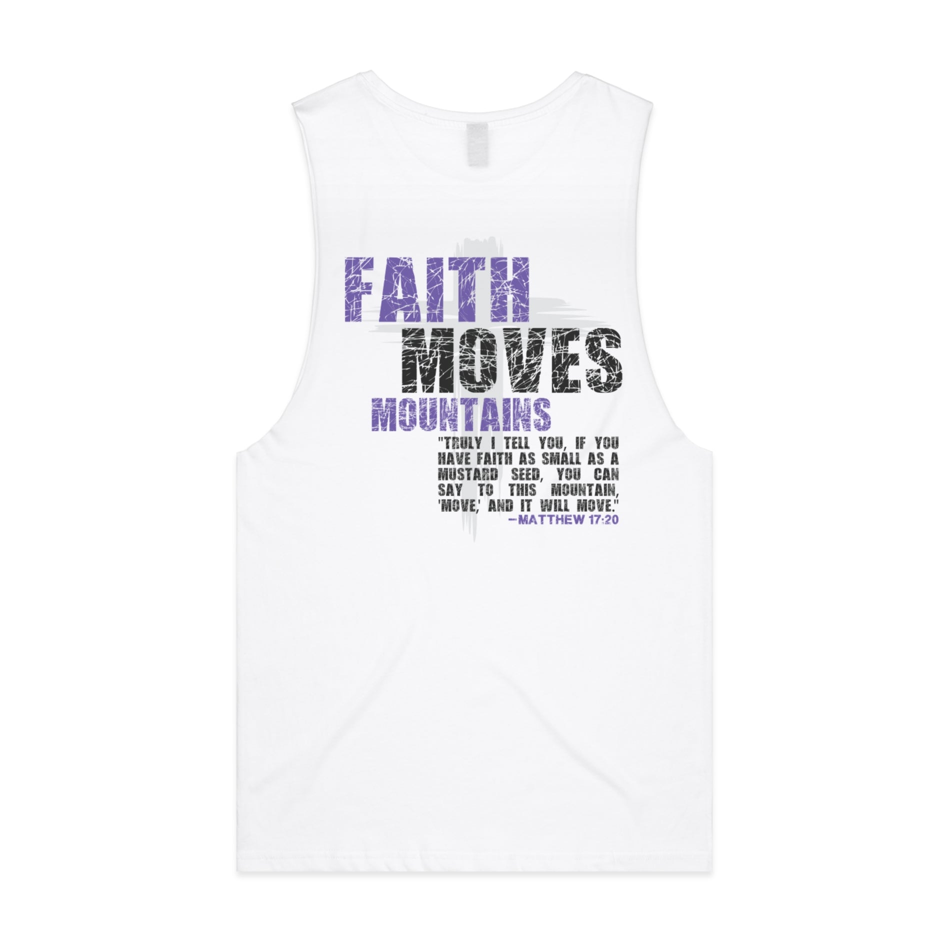 Men's White Tank Faith Moves Mountains - Matthew 1720