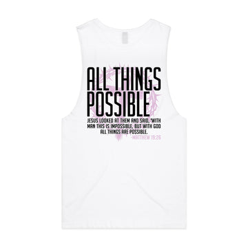 Men's White Tank All Things Possible - Matthew 1926