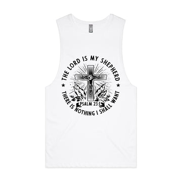 Men's White Tank The Lord is my shepherd; there is nothing I shall want. - Psalm 231