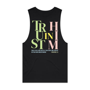 Men's Black Tank Trust In Him - Proverbs 35