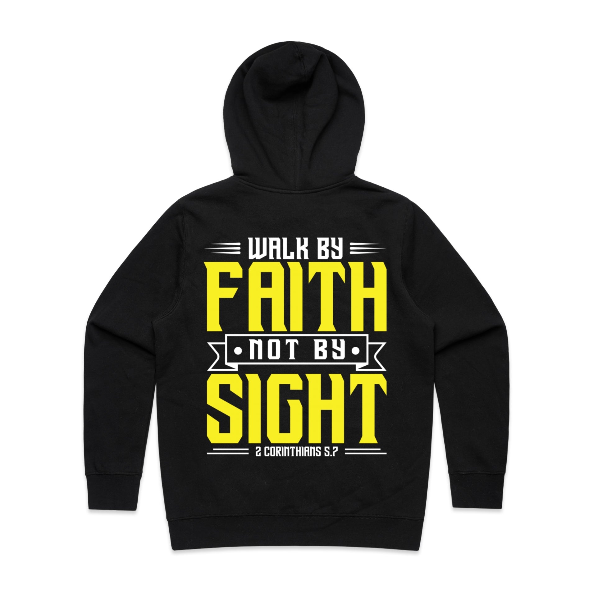 Women's Black Stencil Hood Walk By Faith Not By Sight - 2 Corinthians 57
