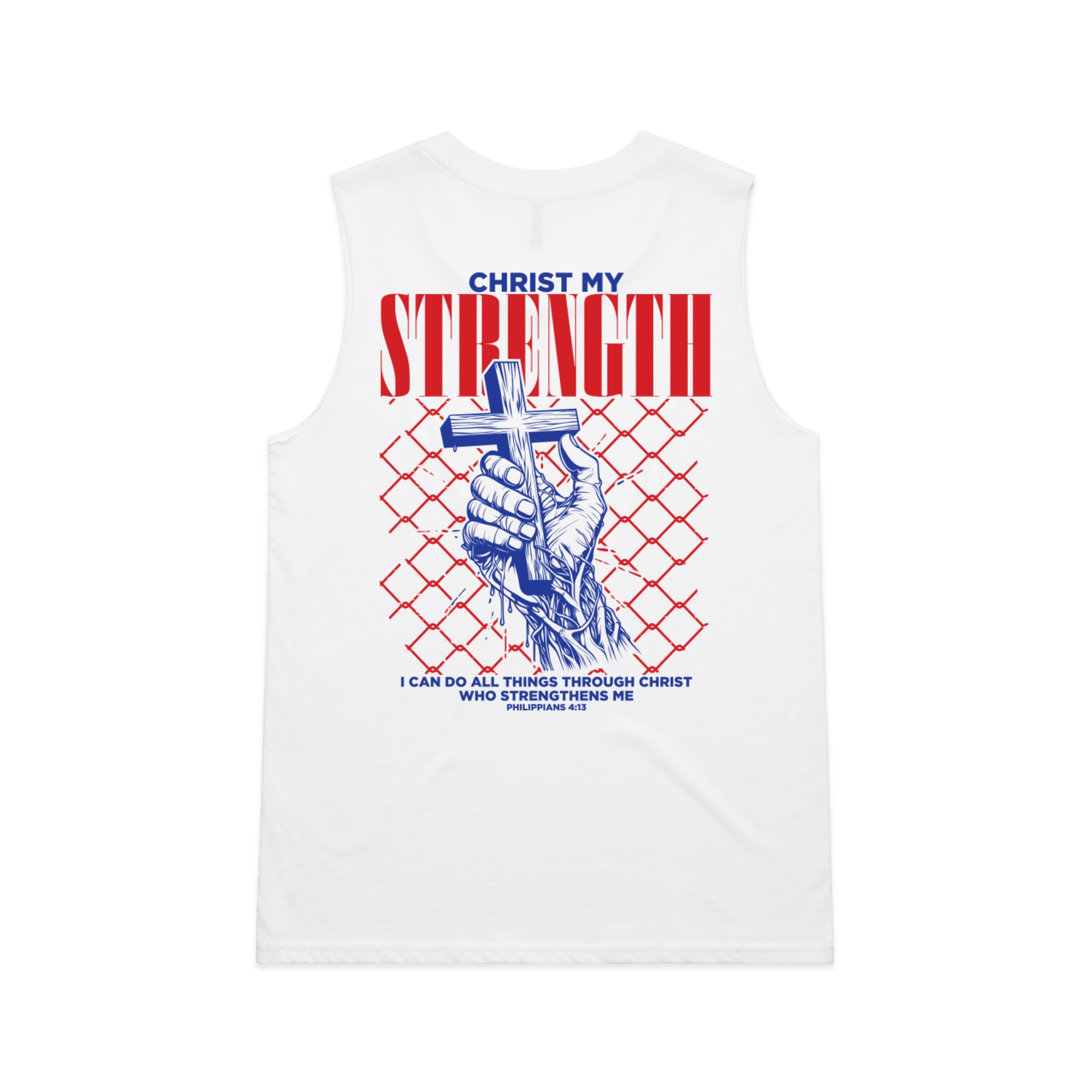 Women's White Tank Christ My Strength - Philippians 413