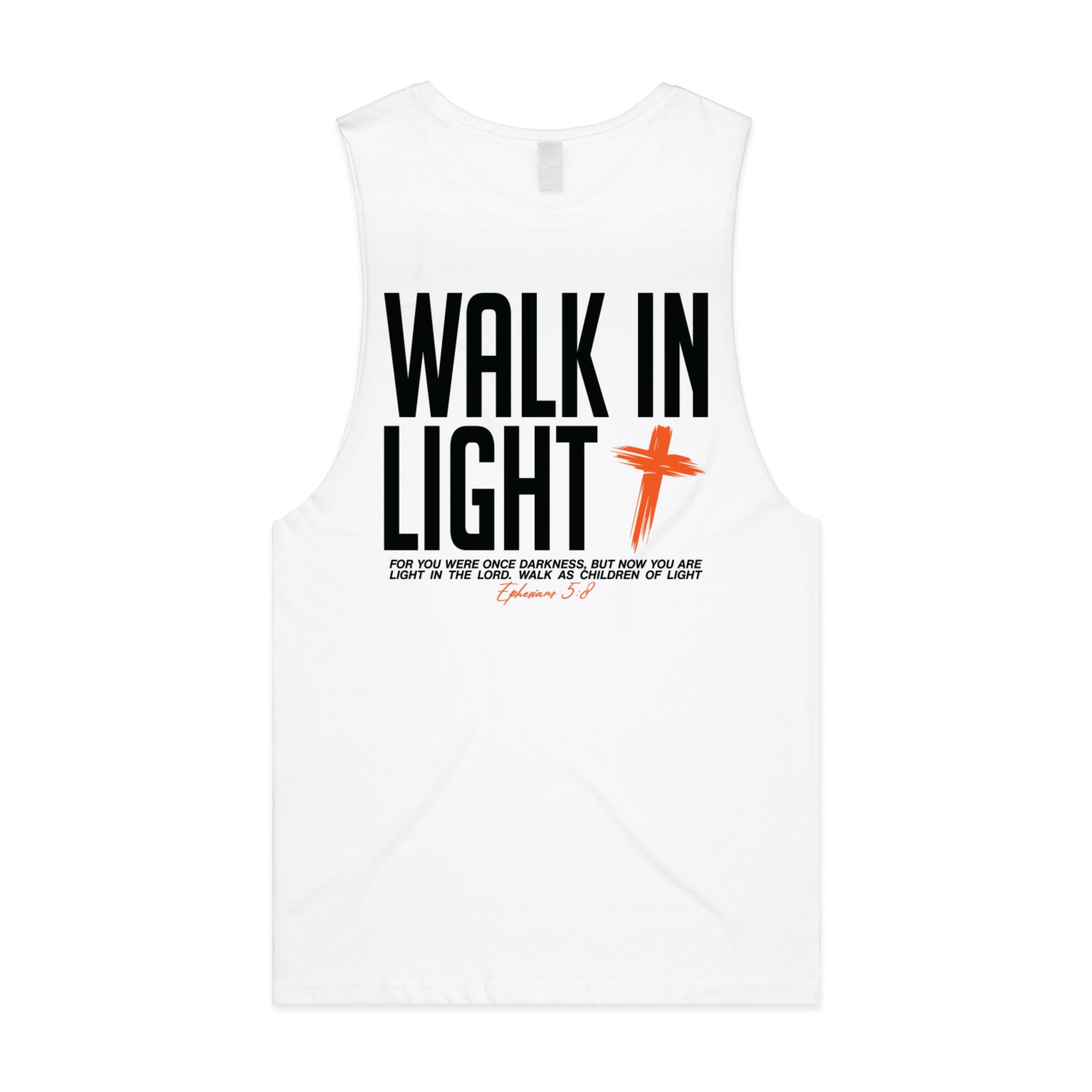 Men's White Tank Walk In Light - Ephesians 58