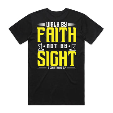 Men's Black T-shirt Walk By Faith Not By Sight - 2 Corinthians 57